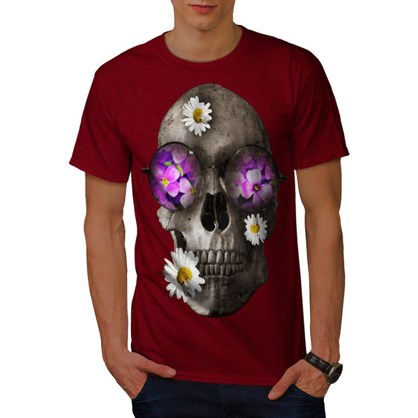 Skull Flowers Head Mens T-Shirt