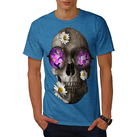Skull Flowers Head Mens T-Shirt