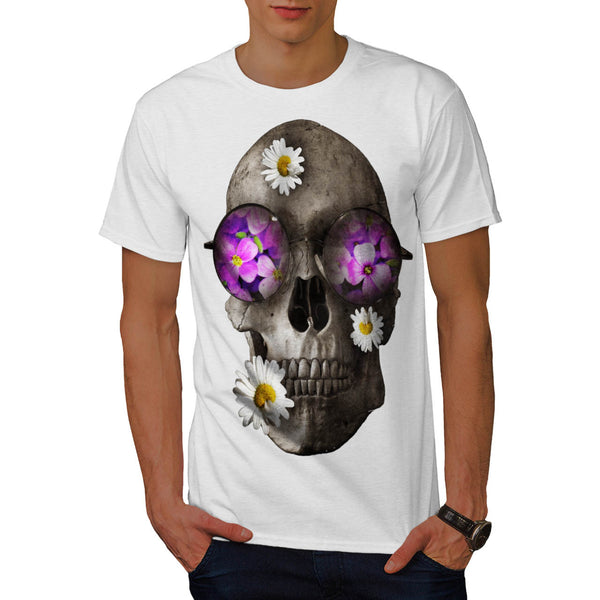 Skull Flowers Head Mens T-Shirt