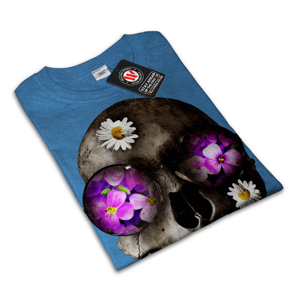 Skull Flowers Head Mens T-Shirt