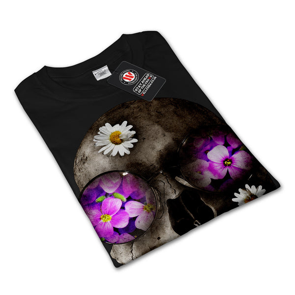 Skull Flowers Head Mens Long Sleeve T-Shirt