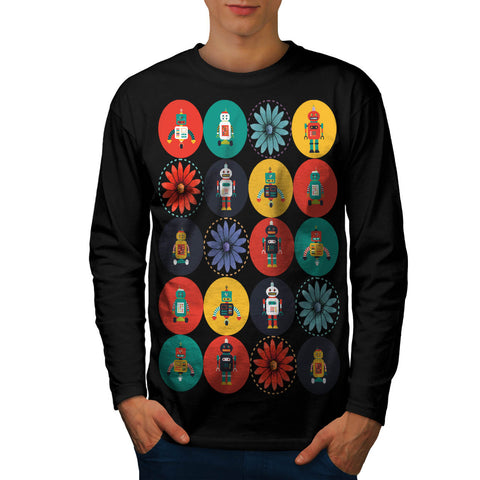 Futuristic Robot Joy Mens Long Sleeve T-Shirt