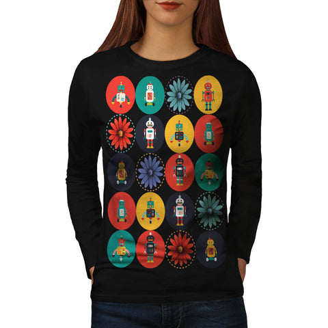 Futuristic Robot Joy Womens Long Sleeve T-Shirt