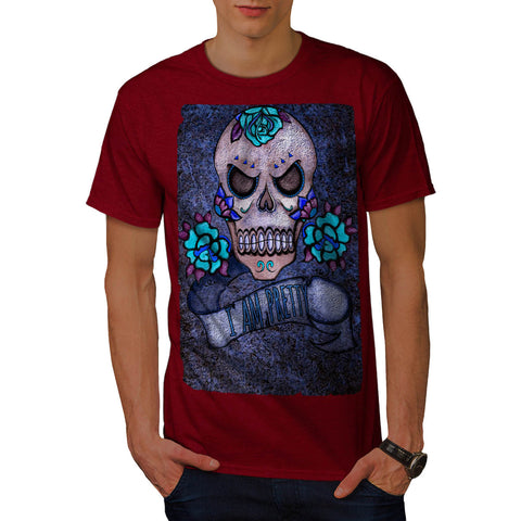 Skull Sugar Rose Art Mens T-Shirt