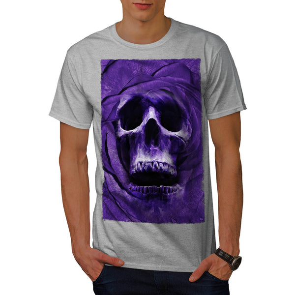 Skull Rose Glow Art Mens T-Shirt