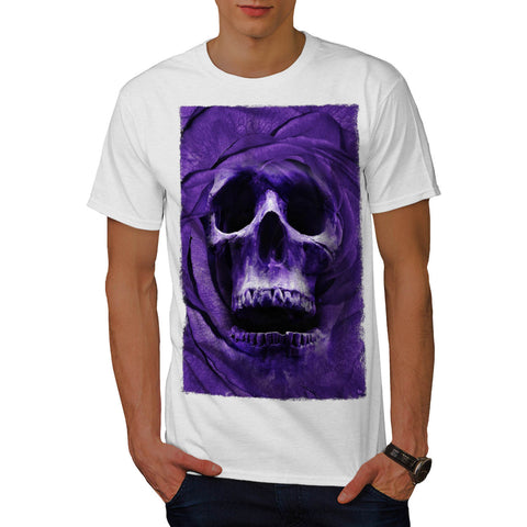 Skull Rose Glow Art Mens T-Shirt
