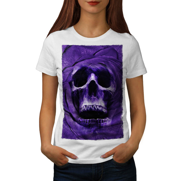 Skull Rose Glow Art Womens T-Shirt