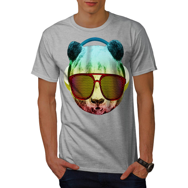 Music Fan Panda Bear Mens T-Shirt