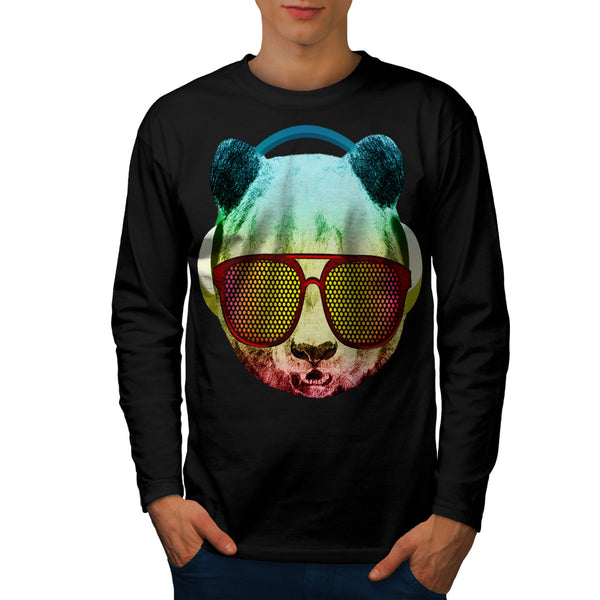 Music Fan Panda Bear Mens Long Sleeve T-Shirt