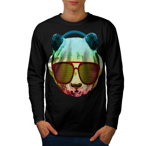 Music Fan Panda Bear Mens Long Sleeve T-Shirt