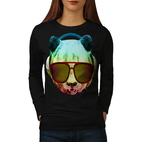 Music Fan Panda Bear Womens Long Sleeve T-Shirt
