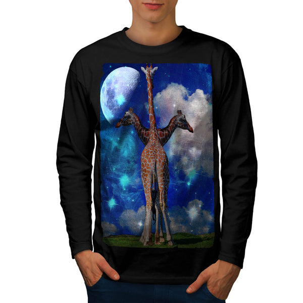 Giraffe Moonlight Mens Long Sleeve T-Shirt