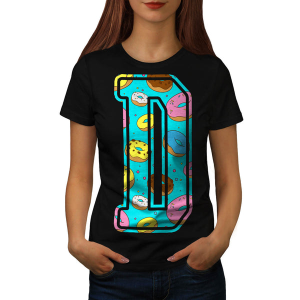 Doughnut Bite Letter Womens T-Shirt