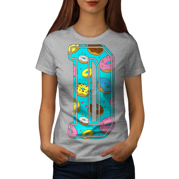 Doughnut Bite Letter Womens T-Shirt