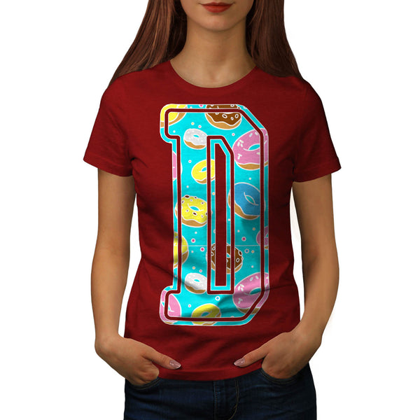 Doughnut Bite Letter Womens T-Shirt