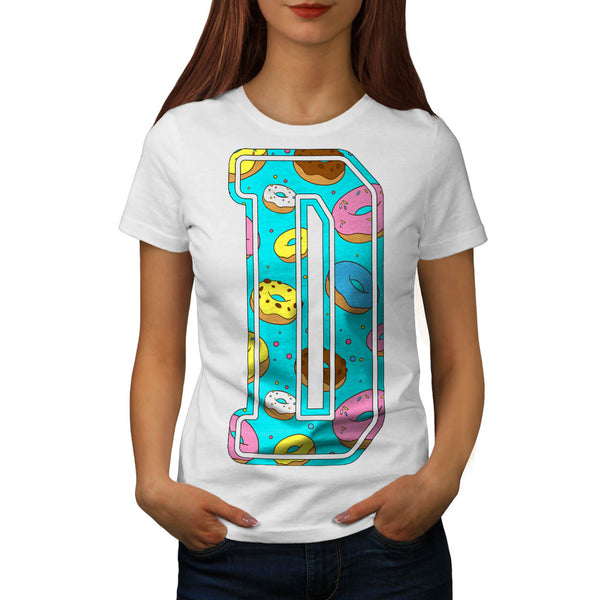 Doughnut Bite Letter Womens T-Shirt