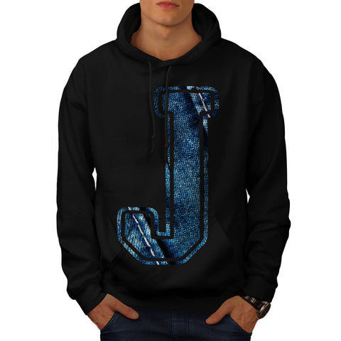 Jeans Fabric Letter Mens Hoodie