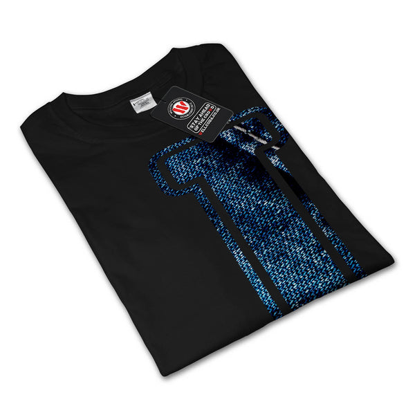 Jeans Fabric Letter Mens Long Sleeve T-Shirt