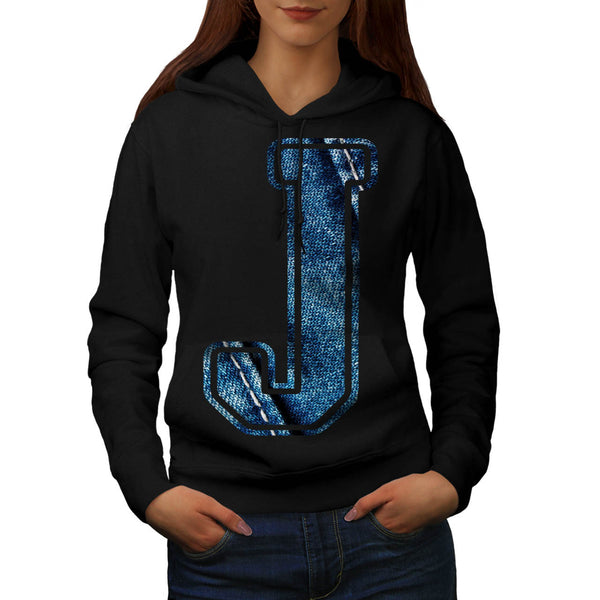 Jeans Fabric Letter Womens Hoodie