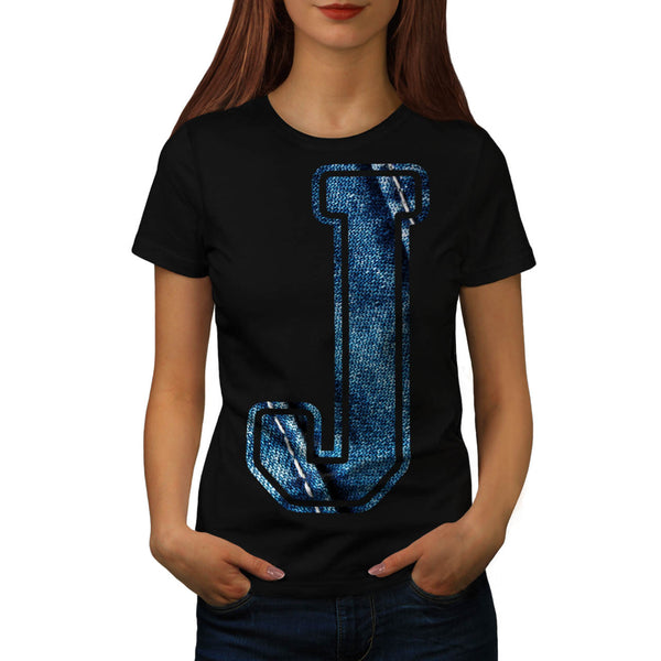 Jeans Fabric Letter Womens T-Shirt