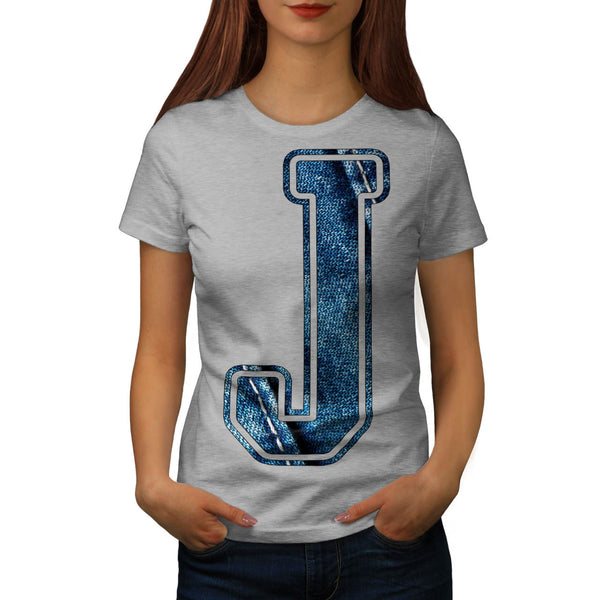 Jeans Fabric Letter Womens T-Shirt
