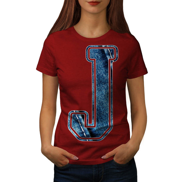 Jeans Fabric Letter Womens T-Shirt