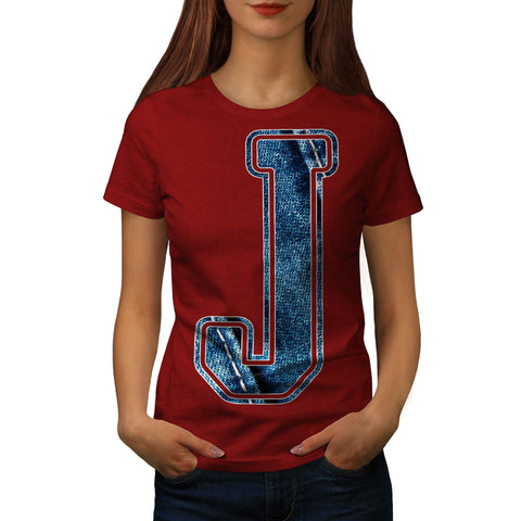 Jeans Fabric Letter Womens T-Shirt