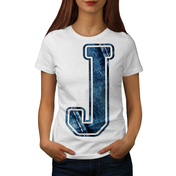Jeans Fabric Letter Womens T-Shirt