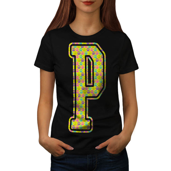 Peace Symbol Letter Womens T-Shirt