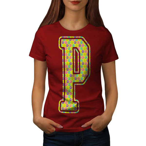 Peace Symbol Letter Womens T-Shirt
