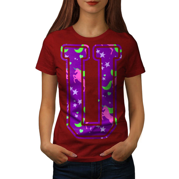 Unicorn Magic Letter Womens T-Shirt