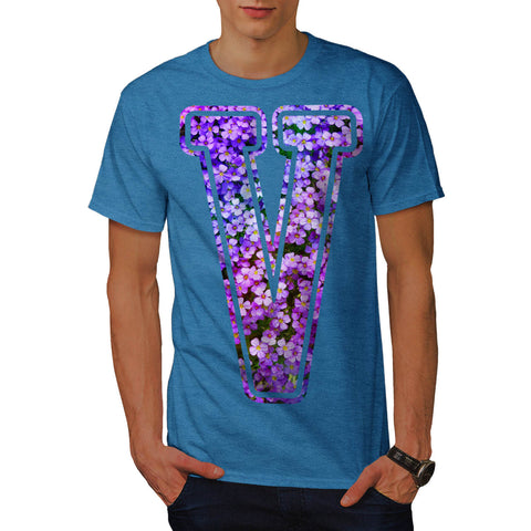 Violet Flower Letter Mens T-Shirt