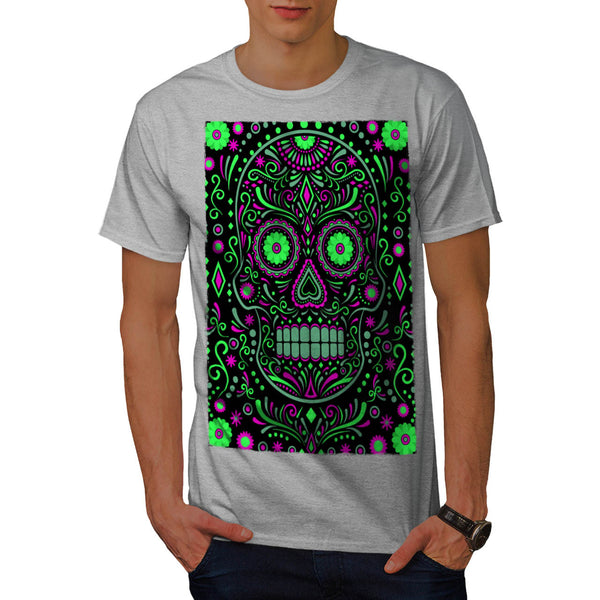 Skull Sugar Acid Art Mens T-Shirt