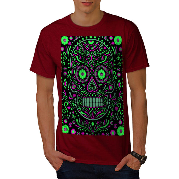 Skull Sugar Acid Art Mens T-Shirt