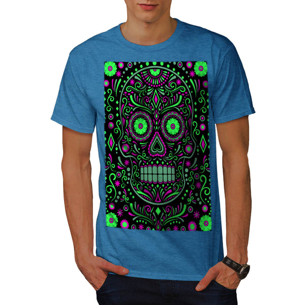Skull Sugar Acid Art Mens T-Shirt