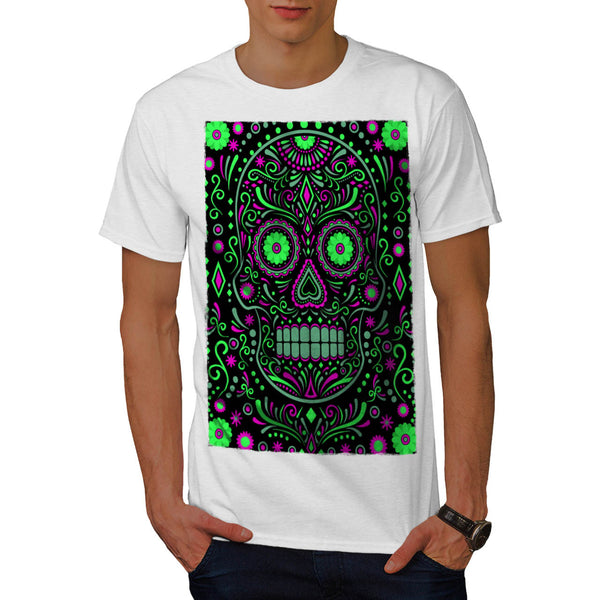 Skull Sugar Acid Art Mens T-Shirt