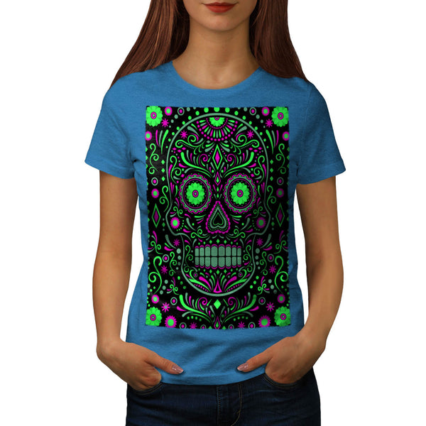 Skull Sugar Acid Art Womens T-Shirt
