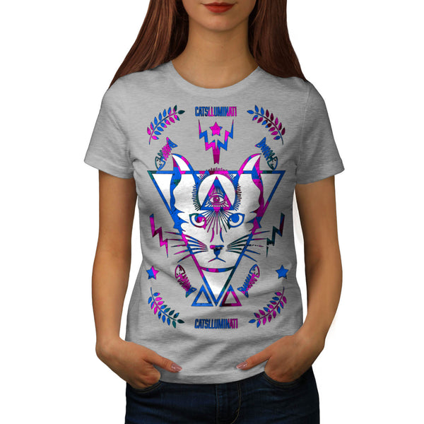 Cat Illuminati Magic Womens T-Shirt