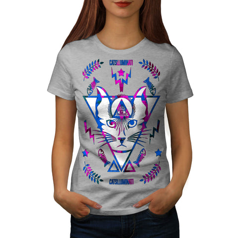 Cat Illuminati Magic Womens T-Shirt