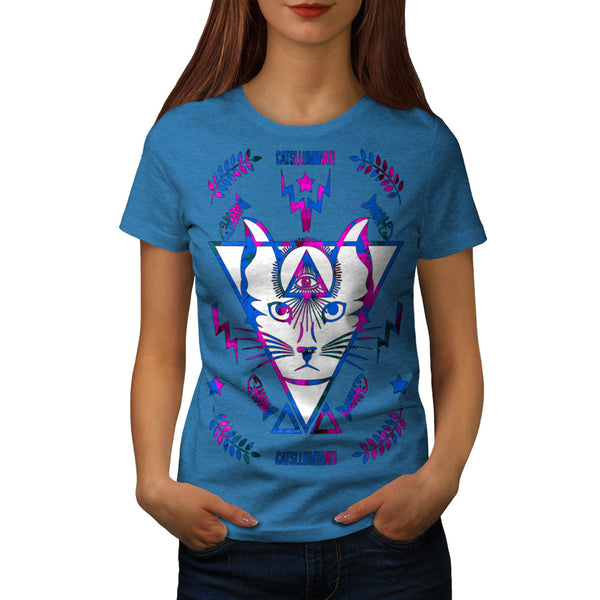 Cat Illuminati Magic Womens T-Shirt
