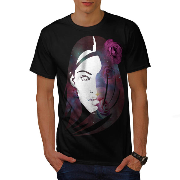 Space Flower Woman Mens T-Shirt