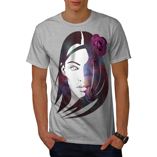Space Flower Woman Mens T-Shirt