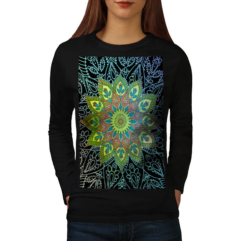 India Shaman Mandala Womens Long Sleeve T-Shirt