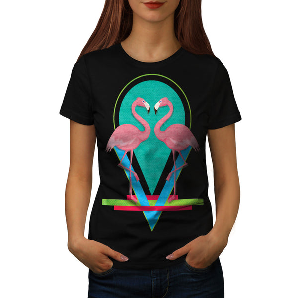 Dual Flamingo Dance Womens T-Shirt