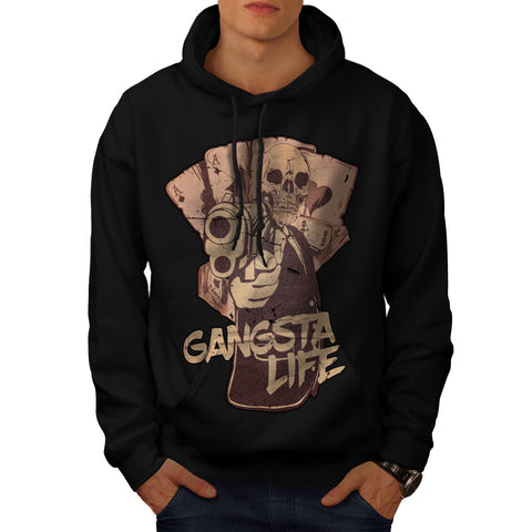 Gangsta Life Skull Mens Hoodie