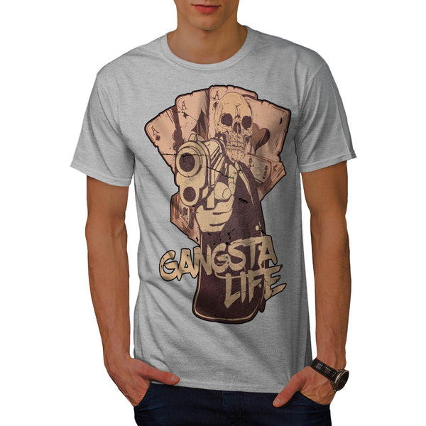 Gangsta Life Skull Mens T-Shirt