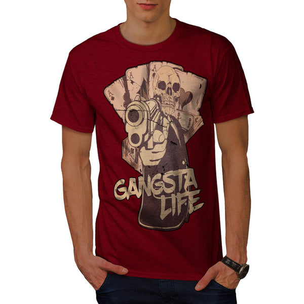 Gangsta Life Skull Mens T-Shirt