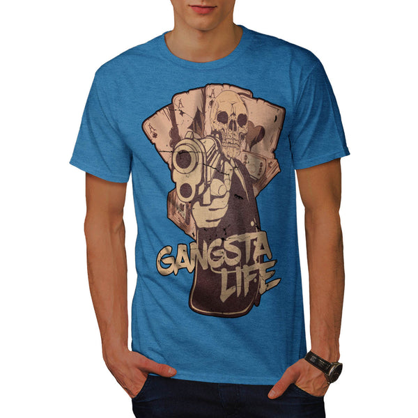 Gangsta Life Skull Mens T-Shirt