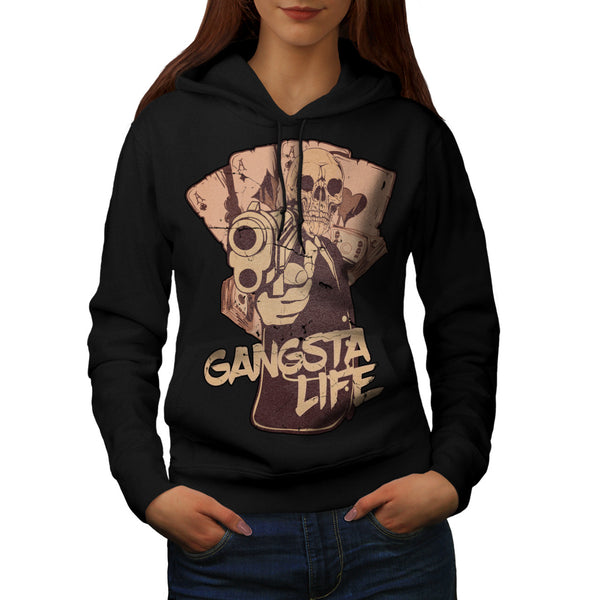 Gangsta Life Skull Womens Hoodie