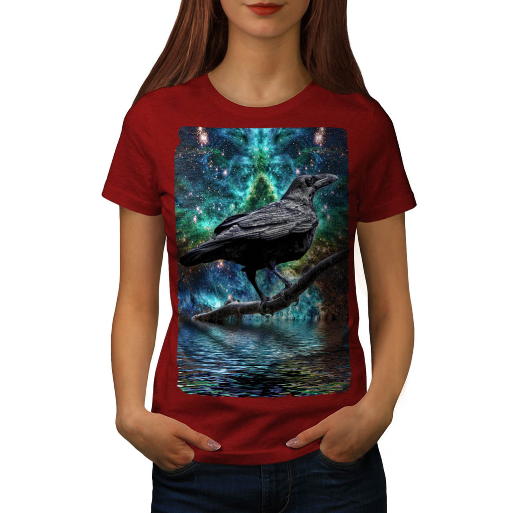 Surreal Galaxy Raven Womens T-Shirt